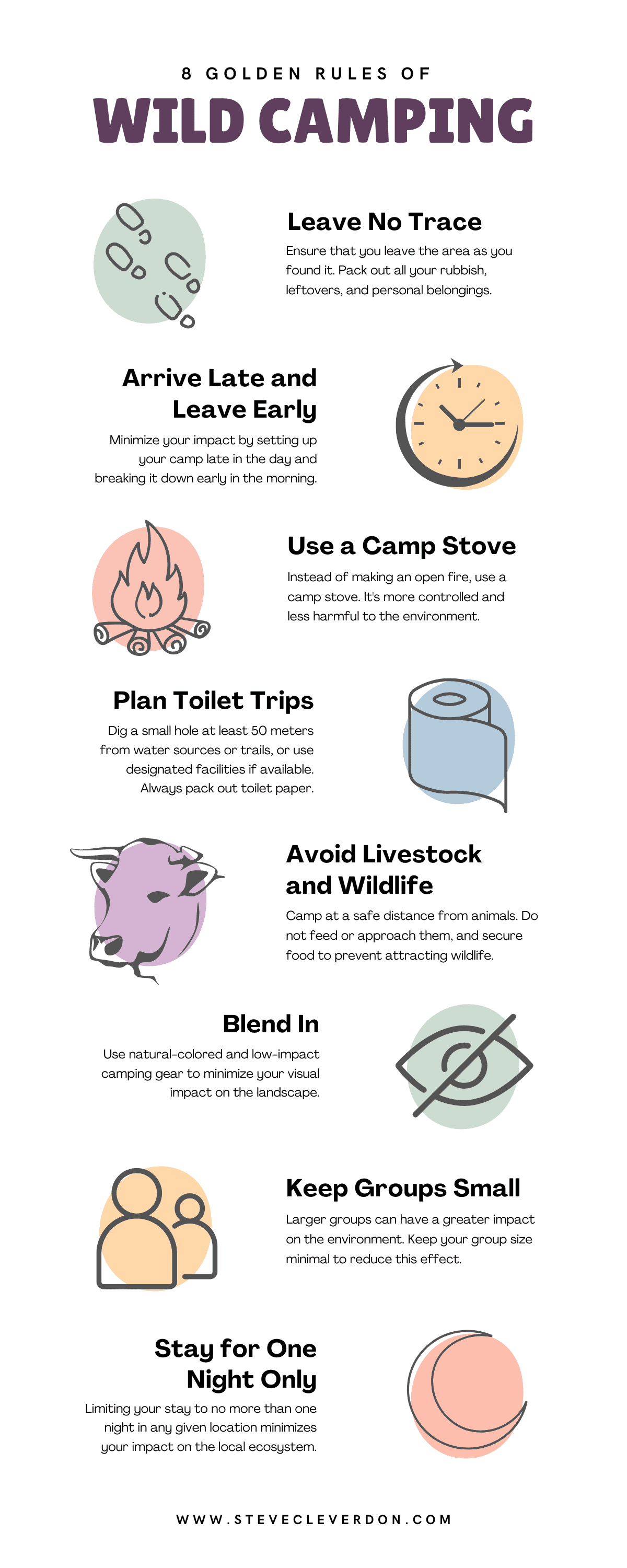 8 Golden Rules of Wild Camping Infographic