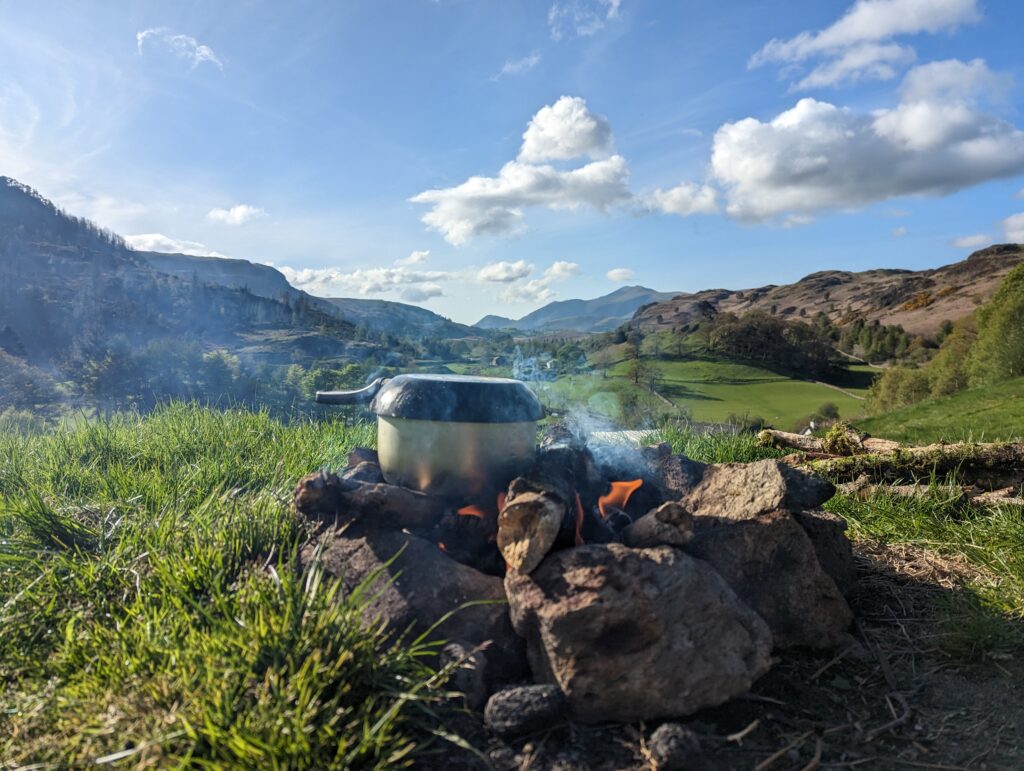 Our view cooking outside out tent whilst wild camping in the  Lake District.