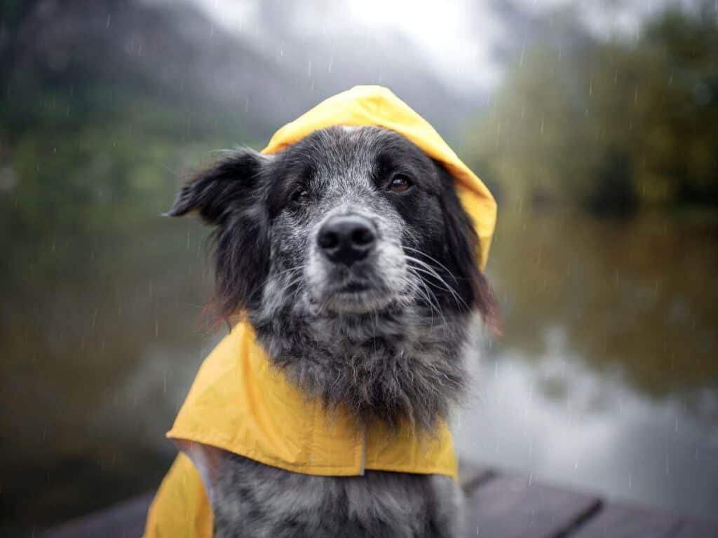 Dog in rain Jacket