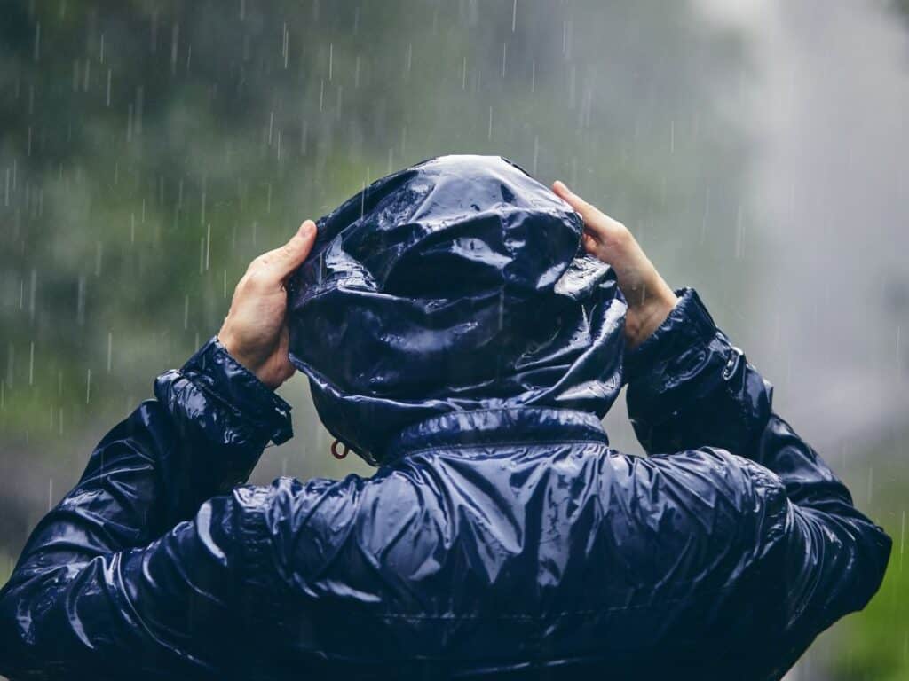 Wet rain jacket