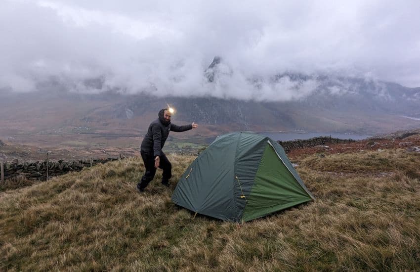 Tent on a hillside in Wales