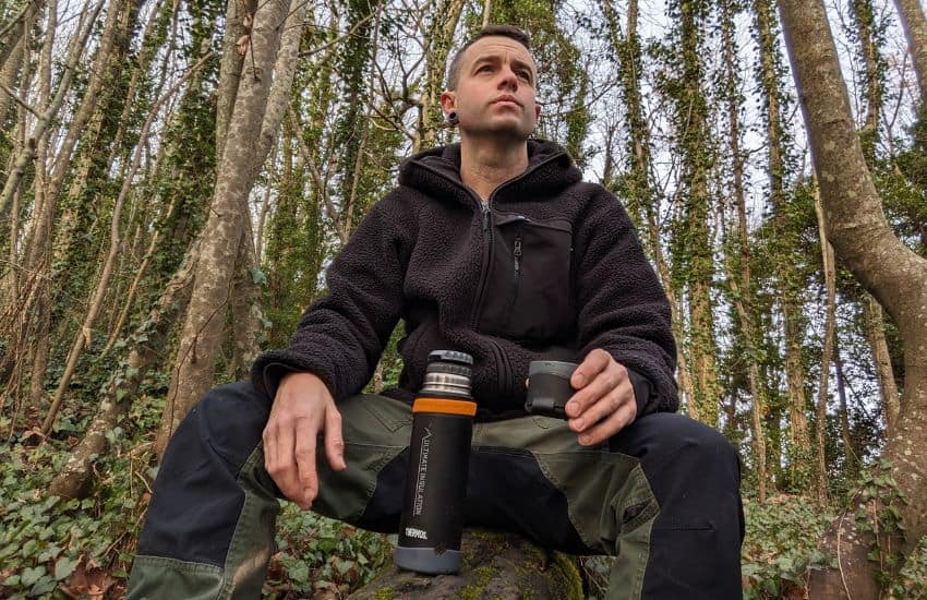 In the woods with the Thermos Ultimate Flask